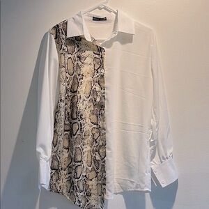 SHEIN White and Snake Print Men's Shirt